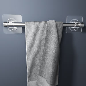 Support Fixe Télescopique Sans Perçage pour Tringles à Rideaux de Douche, de Serviettes et de Portes, avec Crochets - Product Image 4