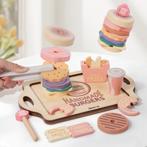 <strong>Wooden</strong> Children's Simulation Kitchen <strong>Food</strong> Hamburger Sandwich <strong>Toy</strong> for Boys and Girls, Role-Playing Educational <strong>Toy</strong> - Product Image 2