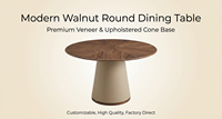 Table de repas ronde spacieuse en bois massif, style minimaliste de luxe, plateau lisse, support de repas, étagère à vin amovible, personnalisable