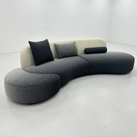 Ensemble de canapés |   Canapé de salon extensible au design moderne et minimaliste, avec combinaison de tissus dégradés et éponge haute densité, formes courbes et en arc