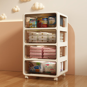 <b>Plastic</b> <b>Storage</b> <b>Drawer</b> Cabinet Multi Layer With Wheels For Baby Diapers And Formula Organization - Product Image 1