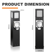 Prise extérieure étanche en acier inoxydable avec lumière LED 20A/10A IP66, colonne de prise pour jardin, patio, camping-car, camping, yacht, quai