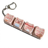 Porte-clés en plastique avec visage de cochon et oreilles de chat, 4 touches de clavier mécanique, anti-stress, mignon, rose, décoration de bureau, cadeau pour amis