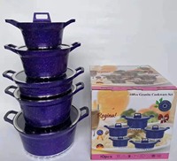 Batterie de cuisine de luxe en granit 10 pièces, antiadhésive, en aluminium forgé, sans PFOA, ustensiles de cuisine professionnels en gros