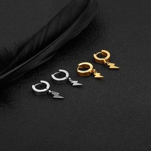 1 Par de Pendientes de Aro con Colgante de Rayo de Acero Inoxidable, Elegantes, Unisex, con Diseño de Rayo, Joyería de Regalo - Product Image 5