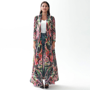 2024 New Design Factory Custom Free Size Muslim Floral <strong>Printed</strong> Miyake Pleated <strong>Abaya</strong> Women Modest Fashion Wear - Product Image 1