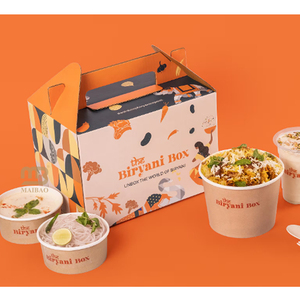 Caja personalizada <span class=keywords><strong>de</strong></span> cartón para restaurante Biryani para llevar, caja <span class=keywords><strong>de</strong></span> papel <span class=keywords><strong>de</strong></span> embalaje Biryani, entrega <span class=keywords><strong>de</strong></span> alimentos en línea, contenedores para llevar con asa - Product Image 2
