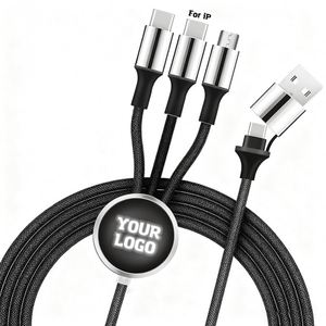 Custom Logo Promotional Data Gift 1.2M Nylon Braided 3 2 Dual Input Usb Type C Pure Copper Led <b>Charging</b> <b>Cable</b> - Product Image 1