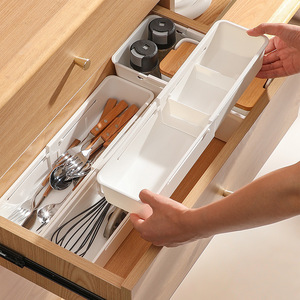 Organisateur de tiroir extensible avec séparateurs pour vaisselle, organiseurs de tiroirs de cuisine - Product Image 1