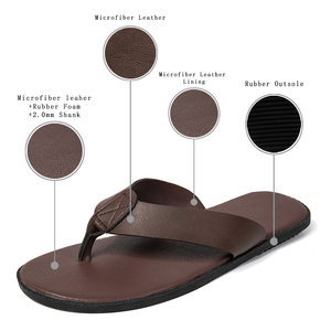 Chaussons pour hommes grande taille EUR 40-47 en cuir microfibre imperméable, semelle en caoutchouc antidérapante, bout ouvert, respirants, décontractés, été - Product Image 3