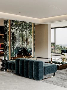 Marmo <span class=keywords><strong>Verde</strong></span> Lucidato di Alta Qualità con Grandi Fiori per Progetti di Decorazione d'Interni di Hotel e Ville - Product Image 4