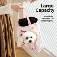 Sac de transport pour chat en toile mignon, sac fourre-tout respirant pour animaux de compagnie avec ouverture pour la tête, pour petits chiens et chats, sac à bandoulière portable pour les voyages en extérieur