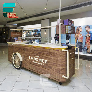 Chariot de présentation mobile haut de gamme personnalisé, chariot à bonbons en bois, chariot à desserts avec roues - Product Image 2