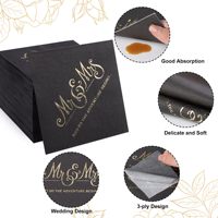 Serviettes en papier noires personnalisées avec logo pour fête, cocktail, boisson, bar, animaux de compagnie, chiens, etc.