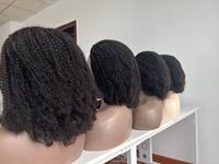 Queue de cheval à cordon de serrage 3-en-1 en cheveux vietnamiens bruts non traités, bouclés afro crépus 4C, densité 250%, avec ligne de cheveux invisible, demi-perruque