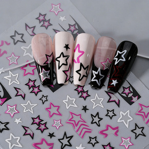 Pegatinas de <span class=keywords><strong>Uñas</strong></span> con Estrellas Huecas Doradas <span class=keywords><strong>y</strong></span> Plateadas, Estilo Y2K, Líneas Irregulares de Pentagrama, Adhesivos para <span class=keywords><strong>Uñas</strong></span>, Decoración de Manicura DIY - Product Image 6