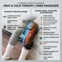 Masajeador de Rodilla Inalámbrico Recargable Multifuncional con Terapia de Calor y Frío Alternante y Compresión de Aire para Piernas Frías