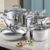 Ensemble de Batterie de Cuisine de Luxe en Acier Inoxydable de Bonne Qualité, 8 Pièces, avec Appareils de Cuisine Intelligents