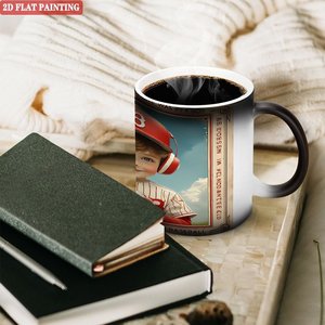 Mug en céramique à couche extérieure noire givrée, lisse, 11 oz, activée par la chaleur, pour usage quotidien - Product Image 3
