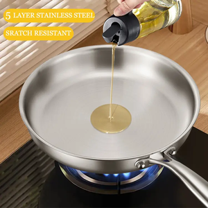 Mới 5-ply thép không gỉ đánh bóng đánh cá không có lớp phủ không dính Frying <span class=keywords><strong>Pan</strong></span> cảm ứng dưới 8/10/12 inch Hot - Product Image 5