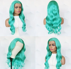 วิกผมแท้<span class=keywords><strong>บ</strong></span>ราซิลเลี่ยน13x4หนา180% ใสวิกผมมนุษย์สีเขียวสำหรับผู้หญิงผิวดำ preplucked HD - Product Image 3