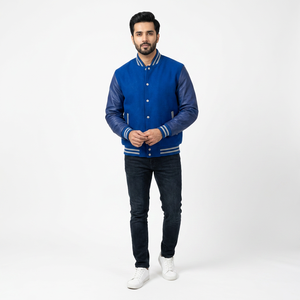 <b>Men's</b> Fashion Varsity <b>Jacket</b> Front Logo Stand Collar Breathable Winter Polyester/Cotton College <b>Baseball</b> <b>Jacket</b> - Product Image 1