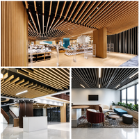 Système de plafond en aluminium courbé avec revêtement WPC, système de plafond linéaire en aluminium, imperméable et ignifuge pour aéroport, station de métro