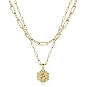 Изготовленный на заказ из золота 18 карат двухслойный колье ожерелья кубинская цепь со стоячим воротником и надписями, ожерелье для женщин