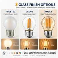 Ampoule LED à filament G45/P45 dépolie transparente dorée, certifiée CE, en promotion, 2W 4W 5.5W, dimmable, E12 E14 E26 E27 pour lustre de café et d'hôtel
