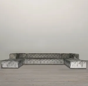 Sofá de linho à prova d'água em forma de u, sofá estofado de tecido estofado para sala de estar e móveis
