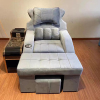 Fauteuil inclinable moderne en velours à commande électrique avec massage des pieds pour extensions de cils