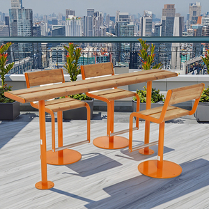 Stylish Outdoor One-piece Bar Chair &amp; Metal Table <strong>Bench</strong> Combination Modern Street Restaurant Seat Table Chair For Urban Decor - Product Image 1