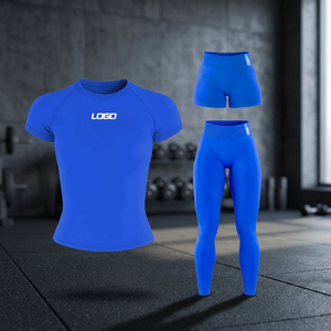 Conjunto de Yoga de 3 Piezas para Mujer, Talla Grande, Color Sólido, Manga Larga, Ligero, Sin Costuras, Top, Pantalones Cortos y Leggings, Elástico en 4 Direcciones, Secado Rápido, para Gimnasio y Fitness - Product Image 3