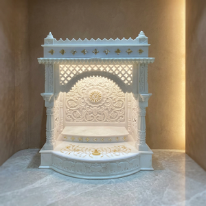Mandir en marbre poli fait main en gros pour usage intérieur d'hôtel, provenant d'un fournisseur indien, modèle et motif variés - Product Image 3