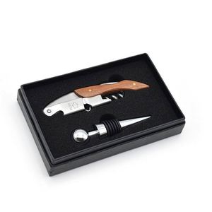 <b>Wine</b> Accessory Gift Set Wooden Handle Waiter's Corkscrew <b>Wine</b> <b>Stopper</b> with Gift Box - Product Image 1