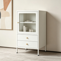 Armoire de rangement de bureau en métal, directement de l'usine, avec porte transparente et deux tiroirs, étagère réglable pour l'affichage de documents