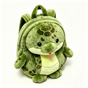 Mochila de Peluche de Serpiente Verde Suave y Esponjosa Personalizada, Mochila de Peluche de Serpiente Verde con Manchas para Niños Pequeños, Linda Mochila de Peluche de Serpiente Redonda 3D para Niños - Product Image 2
