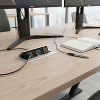Prise de courant européenne pour meubles, double USB PD 65W, charge personnalisable, 2 prises CA, IP44, alliage de zinc, ETL