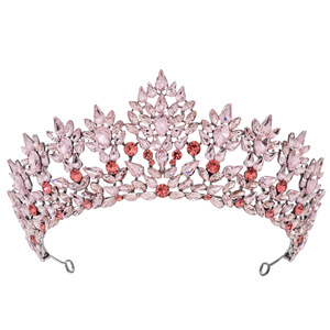 Vente en gros de postiche couronne de mariée baroque en alliage cristal accessoires de mariage diadème rouge bleu vert rose pour les mariages de reconstitution historique - Product Image 6
