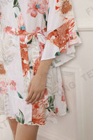 FUNG 6012 Nouvelle Robe à Volants Fleurs en Rayonne, Robes de Demoiselle d'Honneur Personnalisées, Vêtements de Nuit Sexy Kimono