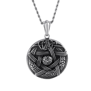 Pentagramme Pentacle Wiccan Collier-Pendentif satanique étoile en acier inoxydable <span class=keywords><strong>Sceau</strong></span> traditionnel de <span class=keywords><strong>Salomon</strong></span> Eliphas Levi's - Product Image 1