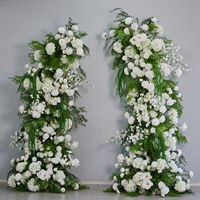 Arche florale de luxe en forme de corne de rose blanche, personnalisable, pour mariage et décoration de fond de fête romantique