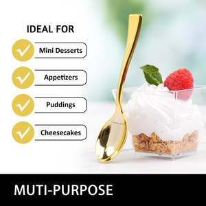 Mini cucchiai d'oro di plastica usa e getta cucchiaio da Dessert piccolo piccolo cucchiaio da antipasto - Product Image 5