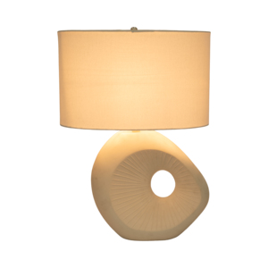 Lampada da Tavolo Scultorea in Ceramica con Paralume, Elemento Decorativo Contemporaneo per Camera da Letto e Soggiorno - Product Image 2