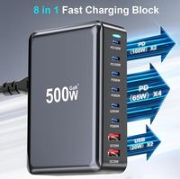 Bloc de chargeur rapide USB C 500W Station de charge USB 8 ports pour plusieurs appareils Station d'alimentation portable 500w