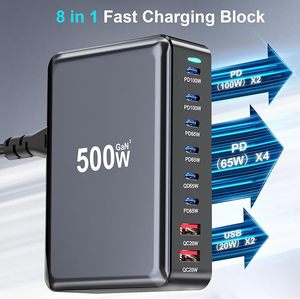 <span class=keywords><strong>Bloc</strong></span> de <span class=keywords><strong>chargeur</strong></span> <span class=keywords><strong>rapide</strong></span> USB C 500W Station de charge USB 8 ports pour plusieurs appareils Station d'alimentation portable 500w - Product Image 2