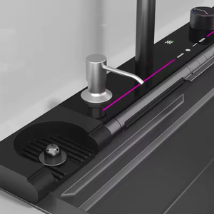 Grifo Extraíble con Pantalla Digital Nano Step en Gris Cepillado, Grifo Inteligente para Fregadero de Cocina, Juego de Fregadero de Cocina con Cascada Bajo Encimera - Product Image 5