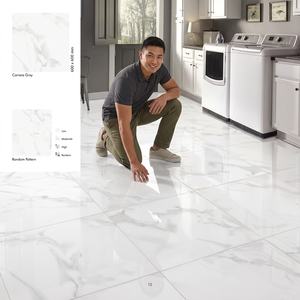 Vistaar Carrara Grey Marble Effect Porcelain Tiles 600x600mm <b>Matte</b> Polished Ceramic <b>Flooring</b> - Product Image 1