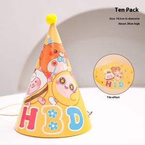 Filet rouge dessin animé ours violet lapin renard chapeau de fête décoration de gâteau d'anniversaire pour enfants accessoires Photo pour les fêtes - Product Image 5