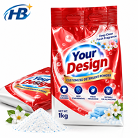 Waspoeder verpakking zak 1kg rood bedrukt staande pouch met zijvouw en handvat met perforatie